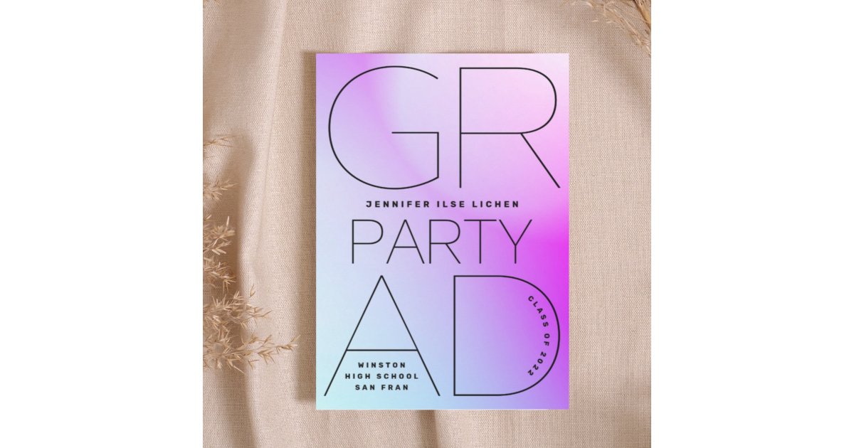 High School Grad Party Black Ombre Modern Minimal Invitation | Zazzle