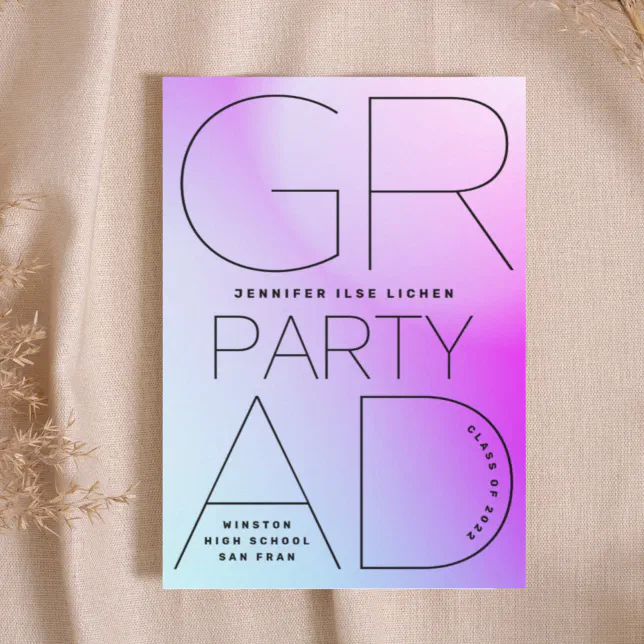 High School Grad Party Black Ombre Modern Minimal Invitation | Zazzle