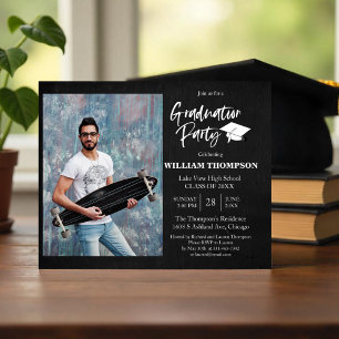 High School Grad Party Modern Budget Invitation