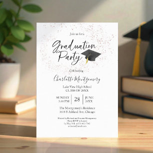 High School Grad Party Modern Splash Glitter Invitation