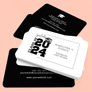 High School Graduate Black and Grey Business Card