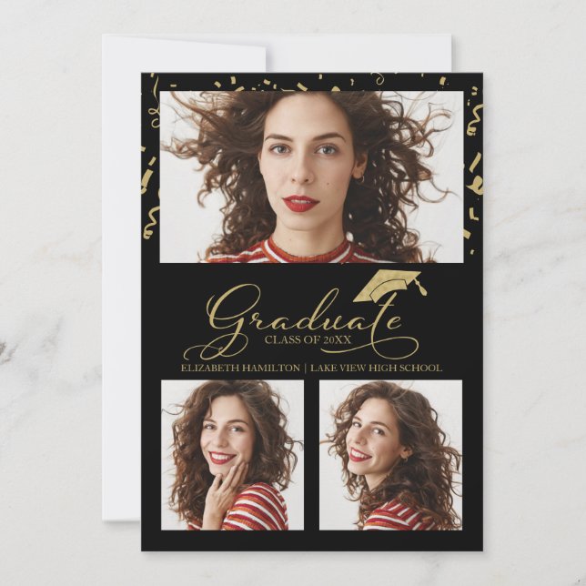 High School Graduation Announcement 3 Photo (Front)