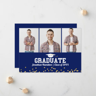 High School Graduation Announcement 3 Photo Card