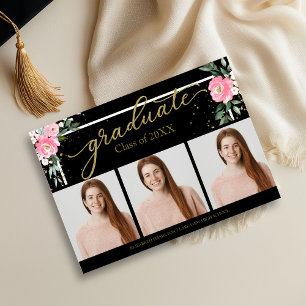 High School Graduation Announcement 3 Photo Cards