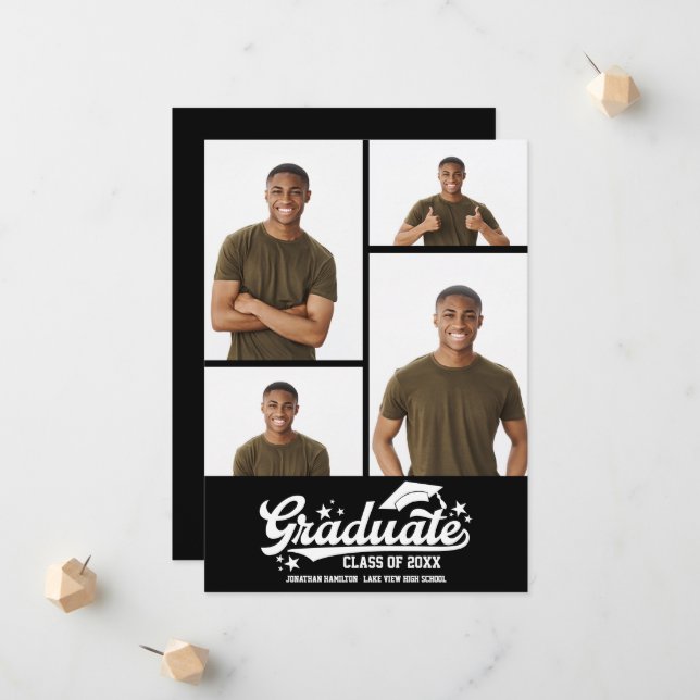 High School Graduation Announcement 4 Photo (Front/Back In Situ)