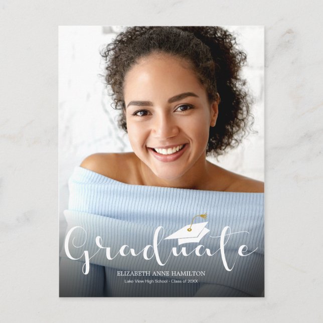 High School Graduation Announcement Calligraphy Postcard (Front)