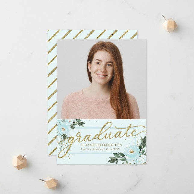 High School Graduation Announcement Photo Card (Front/Back In Situ)