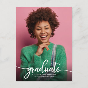 High School Graduation Announcement Simple Chic Postcard