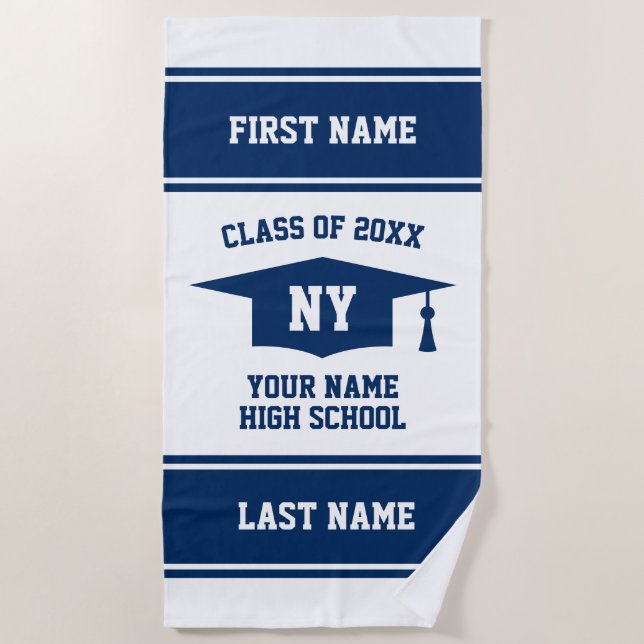 High School Graduation Class of 2025 monogrammed Beach Towel (Front)