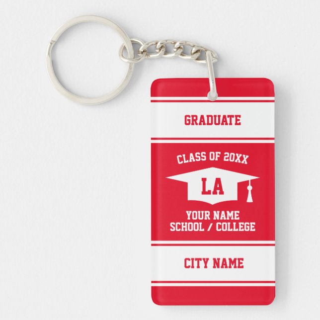 High School graduation Class of 2025 senior grad Key Ring (Front)