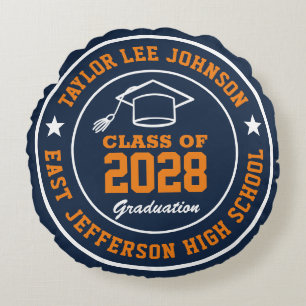 High School Graduation College Grad Class Of Round Cushion