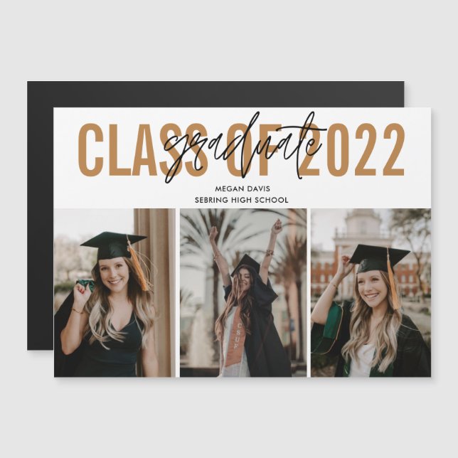 High School Graduation Gold Photo Magnet (Front/Back)