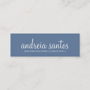 High School Graduation Name Navy Blue White 2013 Calling Card