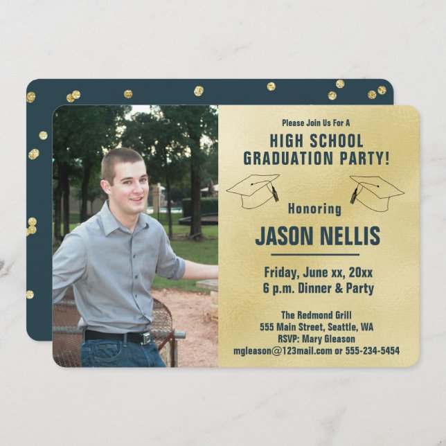 High School Graduation Party - Photo Invitation (Front/Back)