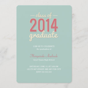 High School Graduation Party Photo Mint Pink 2014 Invitation