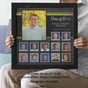 High School Graduation Photo Collage K-12 Gold