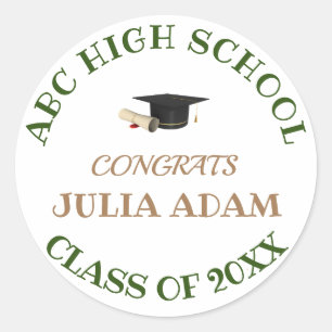 High School Graduation Senior celebration Script Classic Round Sticker