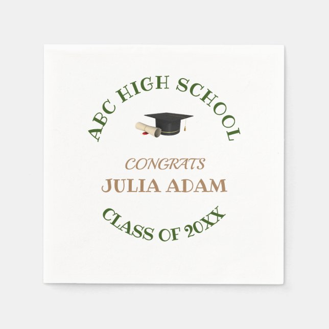 High School Graduation Senior celebration Script Napkin (Front)