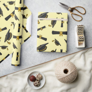 High School Graduation Unique Yellow Seamless Gift Wrapping Paper