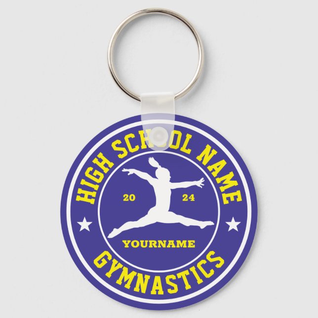 High School Gymnastics Team Custom Colour Sports Key Ring (Front)
