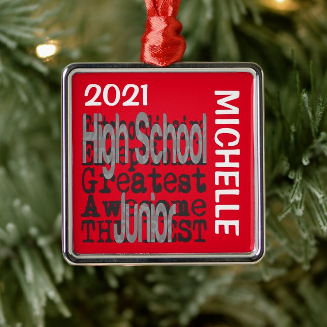 High School Junior Extraordinaire CUSTOM Metal Ornament (Tree)