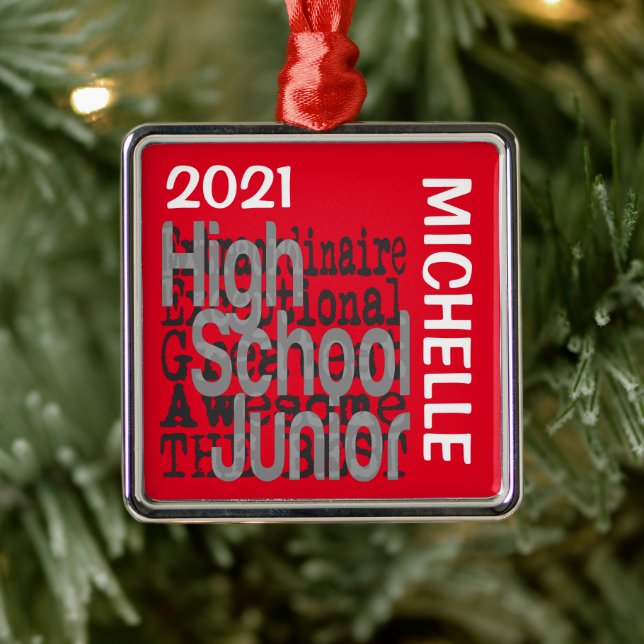 High School Junior Extraordinaire CUSTOM Metal Ornament (Tree)