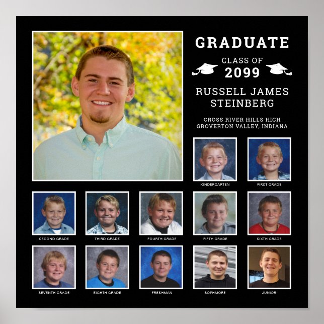 High School K-12 Photo Collage Custom Colours Poster (Front)