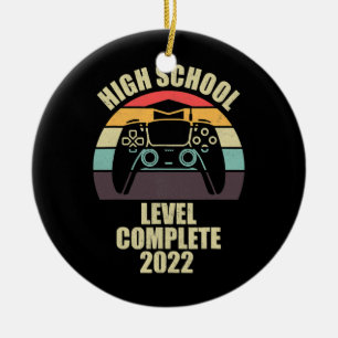 High School Level Complete Gamer Men Graduation  Ceramic Ornament