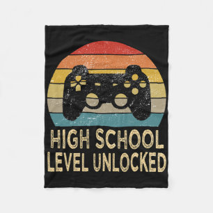 High School Level Unlocked Video Gamer First Day V Fleece Blanket