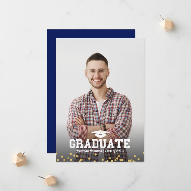 High School Photo Graduation Announcement Card (Front/Back In Situ)