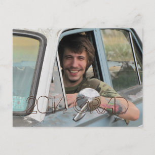 High School Photo Graduation Party Grunge Brown Invitation Postcard