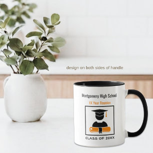 High School Reunion Custom Black Orange Coffee Mug