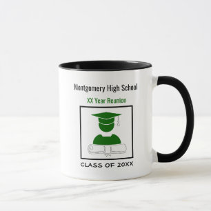 High School Reunion Custom Green and White Mug