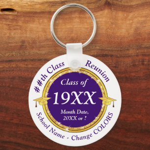 High School Reunion Gift Ideas, Purple and White Key Ring