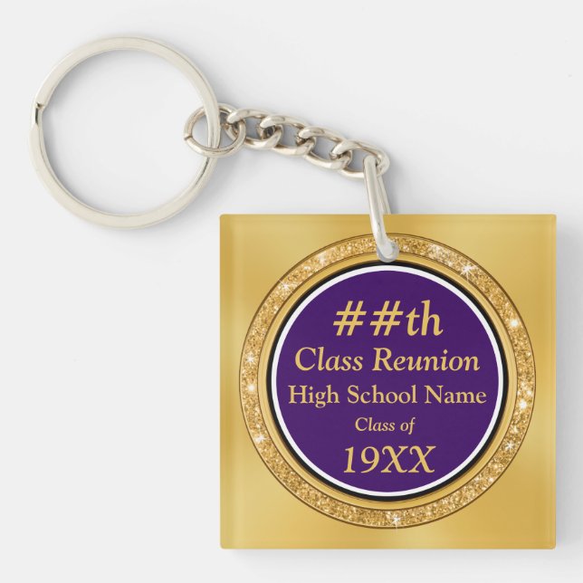 High School Reunion Souvenirs, Personalized Key Ring (Front)