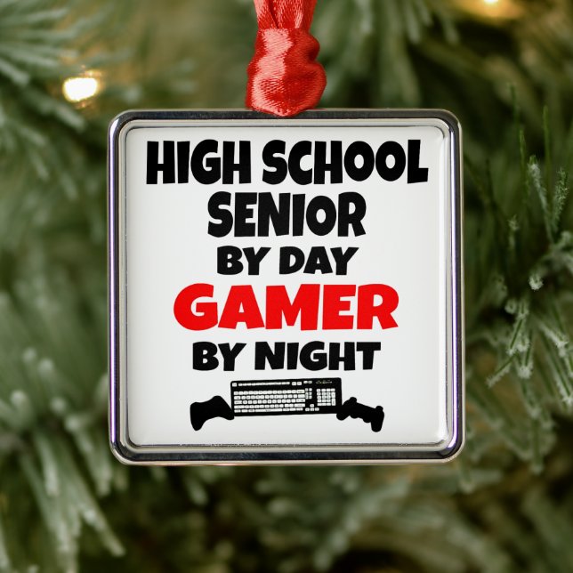 High School Senior Loves Playing Video Games Metal Ornament (Tree)