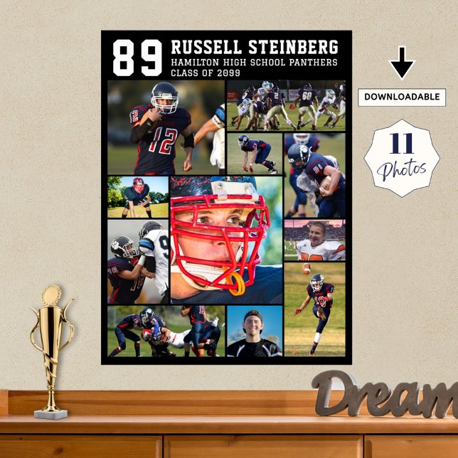 High School Sports Senior 11 Photo Collage Grad Fo Poster (Creator Uploaded)