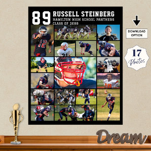 High School Sports Senior 17 Photo Collage Grad Poster
