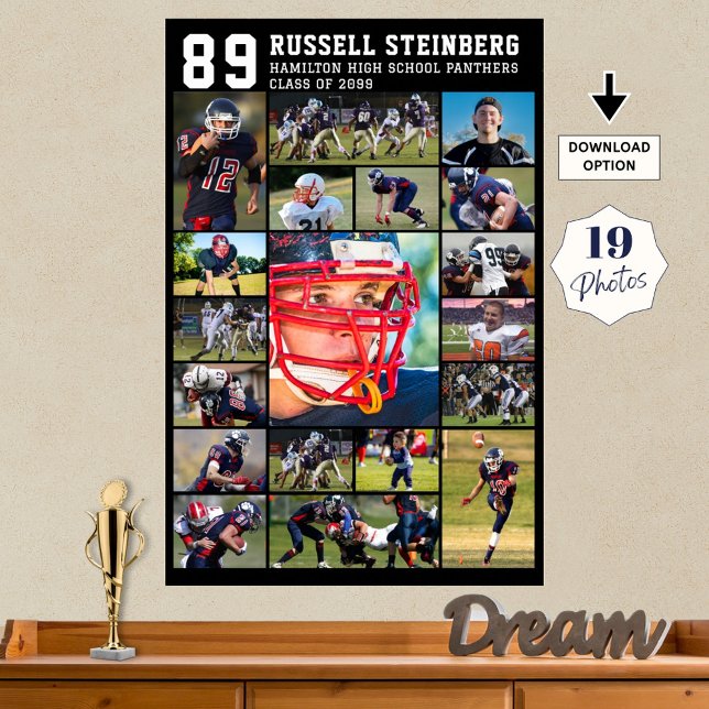 High School Sports Senior 19 Photo Collage Grad Poster (Creator Uploaded)