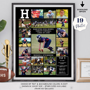 High School Sports Senior 19 Photo Collage Poster