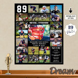 High School Sports Senior 19 Photo Collage Top 5 Poster<br><div class="desc">Honour and celebrate your high school sports senior on Seniors Night, awards ceremony or display at his or her graduation party with photos printed on a poster print utilising this easy-to-upload photo collage template with 19 rectangle pictures in your choice of text and background colours. The design features a list...</div>
