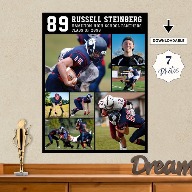 High School Sports Senior 7 Photo Collage Grad Poster (Creator Uploaded)