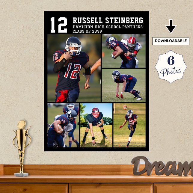 High School Sports Senior Night 6 Photo Collage Poster (Creator Uploaded)