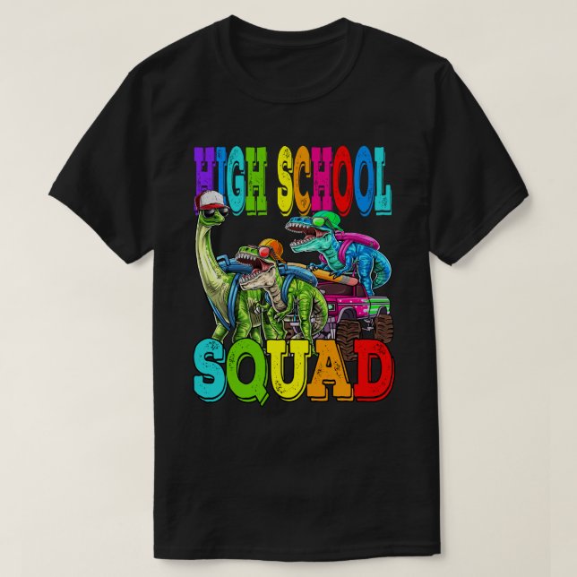 High School Squad Monster Truck Dinosaur Boys Back T-Shirt (Design Front)