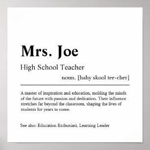 High School Teacher Personalised Gift Poster