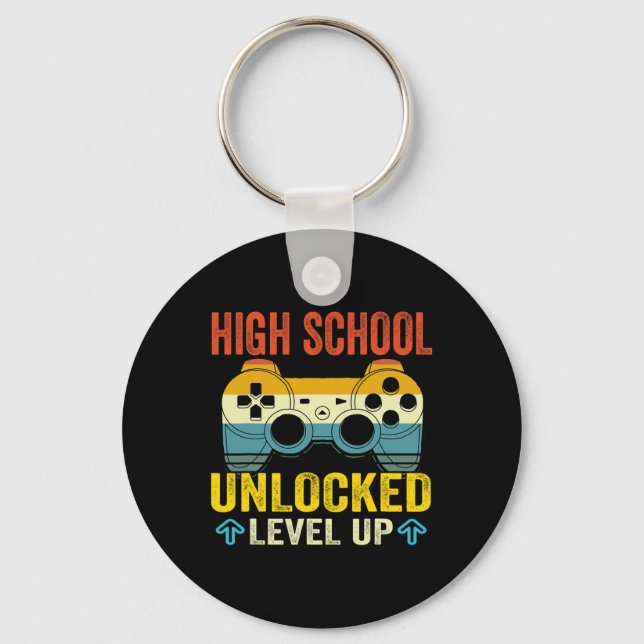 High School Unlocked Level Up Byck To School  Key Ring (Front)