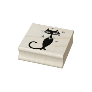 high society cat art stamp