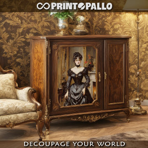 High society woman in 1900 with a black dress  tissue paper