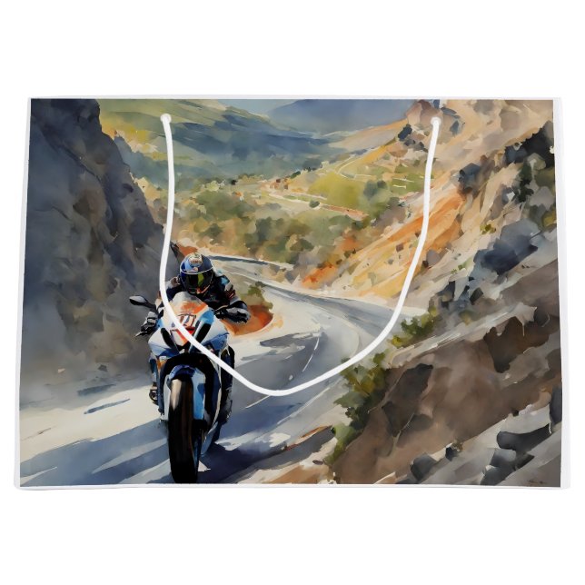 High-Speed Adventure in Vibrant Mountain Landscape Large Gift Bag (Front)