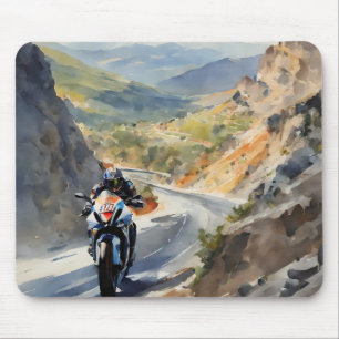 High-Speed Adventure in Vibrant Mountain Landscape Mouse Pad